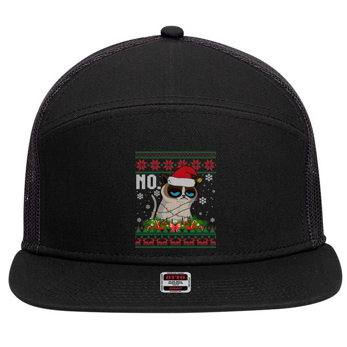 Cat No Grumpy Xmas Cats No Ugly Christmas Gift 7 Panel Mesh Trucker Snapback Hat