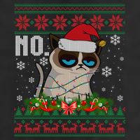 Cat No Grumpy Xmas Cats No Ugly Christmas Gift 7 Panel Mesh Trucker Snapback Hat