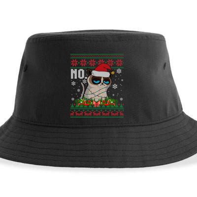 Cat No Grumpy Xmas Cats No Ugly Christmas Gift Sustainable Bucket Hat