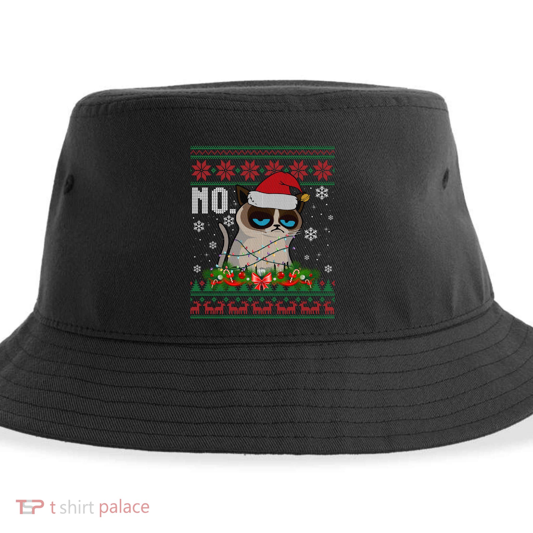 Cat No Grumpy Xmas Cats No Ugly Christmas Gift Sustainable Bucket Hat