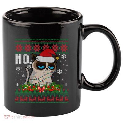 Cat No Grumpy Xmas Cats No Ugly Christmas Gift 11oz C Handle Ceramic Mug