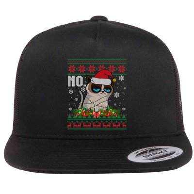 Cat No Grumpy Xmas Cats No Ugly Christmas Gift Flatbill Hat