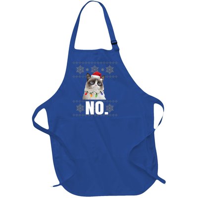 Cat No Grumpy Xmas Cats No Ugly Christmas Funny Gift Cute Gift Full-Length Apron With Pockets