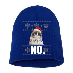 Cat No Grumpy Xmas Cats No Ugly Christmas Funny Gift Cute Gift Short Acrylic Beanie