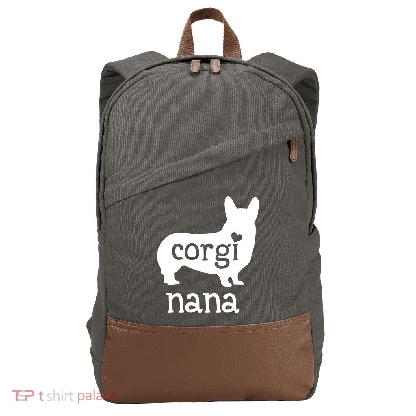 Corgi Nana Gift Corgi Grandma Dog Mom Lover Mother's Day Gift Cotton Canvas Backpack