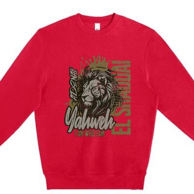 Christian Names God Witness Lion Yahweh Cool Premium Crewneck Sweatshirt