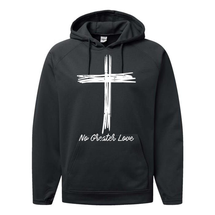 Cross No Greater Love Easter Jesus Religious Performance Fleece Hoodie