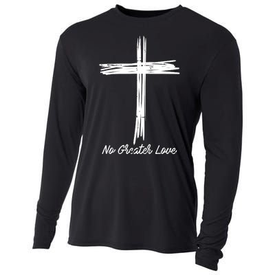 Cross No Greater Love Easter Jesus Religious Cooling Performance Long Sleeve Crew