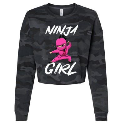 Cool Ninja Girl Art For Ninja Training Warrior Cropped Pullover Crew