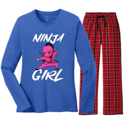 Cool Ninja Girl Art For Ninja Training Warrior Women's Long Sleeve Flannel Pajama Set 