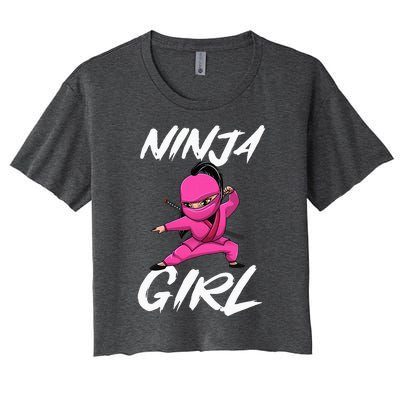 Cool Ninja Girl Art For Ninja Training Warrior Women's Crop Top Tee