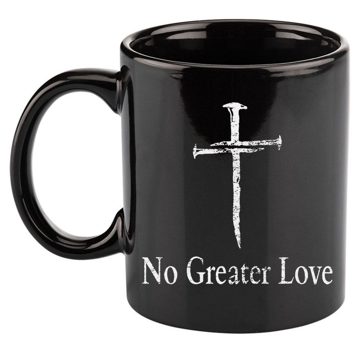 Christian No Greater Love Distressed Cross Easter 11oz C Handle Ceramic Mug