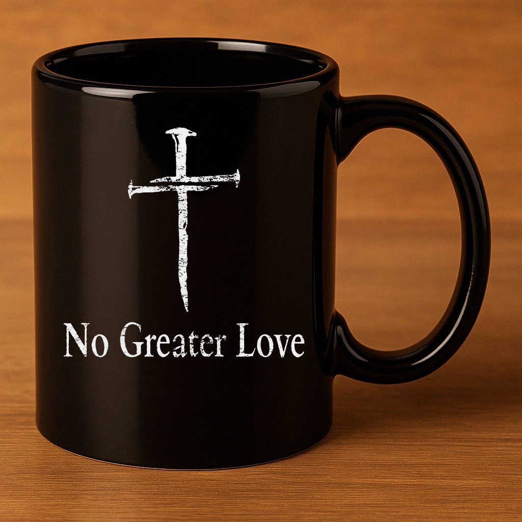Christian No Greater Love Distressed Cross Easter 11oz C Handle Ceramic Mug