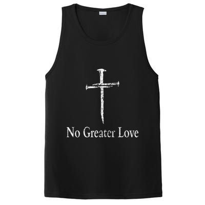 Christian No Greater Love Distressed Cross Easter PosiCharge Competitor Tank