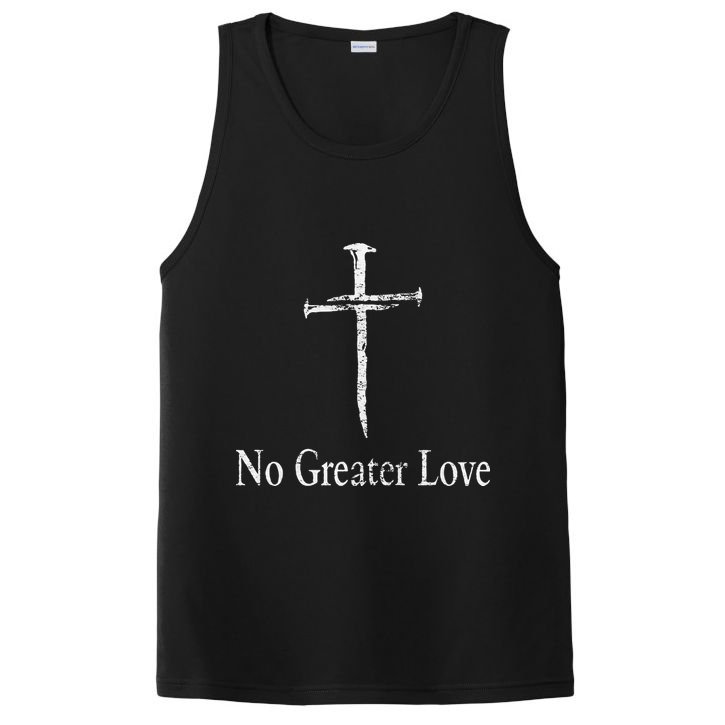 Christian No Greater Love Distressed Cross Easter PosiCharge Competitor Tank