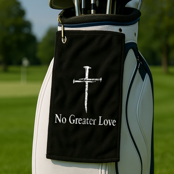 Christian No Greater Love Distressed Cross Easter Golf Towel