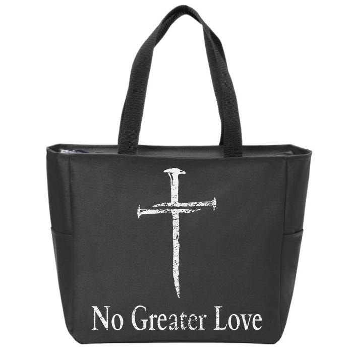 Christian No Greater Love Distressed Cross Easter Zip Tote Bag