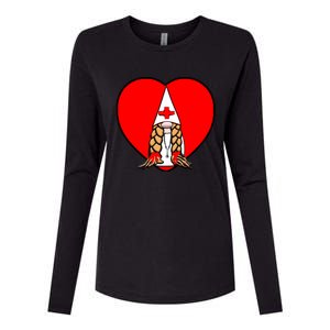 Cute Nordic Gnome Nurse Stethoscope Heartbeat Heart Gift Womens Cotton Relaxed Long Sleeve T-Shirt