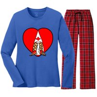 Cute Nordic Gnome Nurse Stethoscope Heartbeat Heart Gift Women's Long Sleeve Flannel Pajama Set 