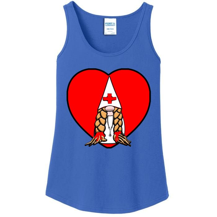 Cute Nordic Gnome Nurse Stethoscope Heartbeat Heart Gift Ladies Essential Tank