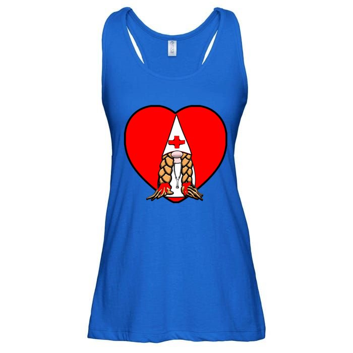 Cute Nordic Gnome Nurse Stethoscope Heartbeat Heart Gift Ladies Essential Flowy Tank