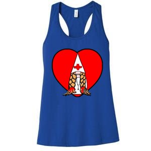 Cute Nordic Gnome Nurse Stethoscope Heartbeat Heart Gift Women's Racerback Tank