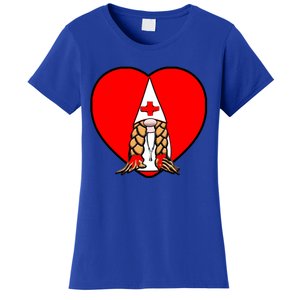 Cute Nordic Gnome Nurse Stethoscope Heartbeat Heart Gift Women's T-Shirt