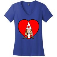 Cute Nordic Gnome Nurse Stethoscope Heartbeat Heart Gift Women's V-Neck T-Shirt