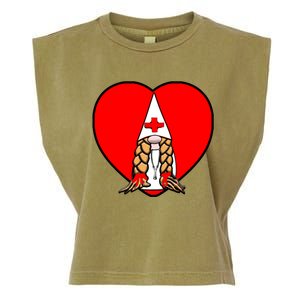 Cute Nordic Gnome Nurse Stethoscope Heartbeat Heart Gift Garment-Dyed Women's Muscle Tee