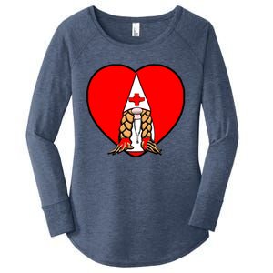 Cute Nordic Gnome Nurse Stethoscope Heartbeat Heart Gift Women's Perfect Tri Tunic Long Sleeve Shirt