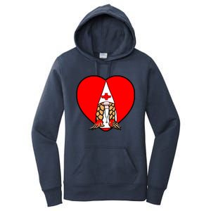 Cute Nordic Gnome Nurse Stethoscope Heartbeat Heart Gift Women's Pullover Hoodie