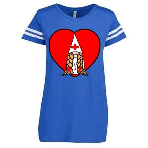 Cute Nordic Gnome Nurse Stethoscope Heartbeat Heart Gift Enza Ladies Jersey Football T-Shirt