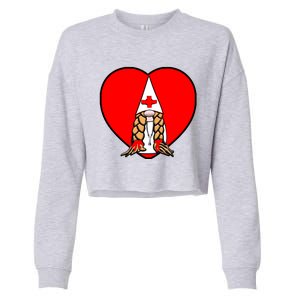 Cute Nordic Gnome Nurse Stethoscope Heartbeat Heart Gift Cropped Pullover Crew