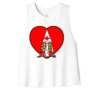 Cute Nordic Gnome Nurse Stethoscope Heartbeat Heart Gift Women's Racerback Cropped Tank