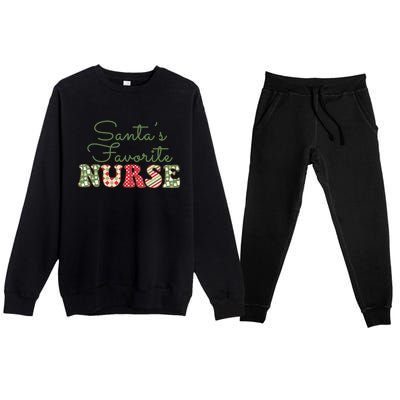 Christmas Nurse Gift Holiday Nurse SantaS Favorite Nurse Gift Premium Crewneck Sweatsuit Set