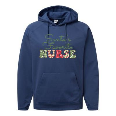 Christmas Nurse Gift Holiday Nurse SantaS Favorite Nurse Gift Performance Fleece Hoodie