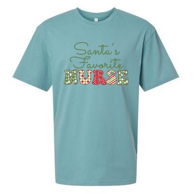 Christmas Nurse Gift Holiday Nurse SantaS Favorite Nurse Gift Sueded Cloud Jersey T-Shirt