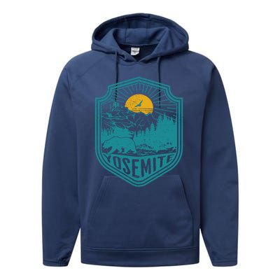 California Nature Hiking Outdoors Gift Yosemite National Park Performance Fleece Hoodie