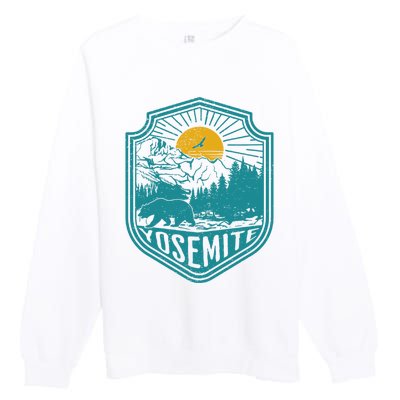 California Nature Hiking Outdoors Gift Yosemite National Park Premium Crewneck Sweatshirt