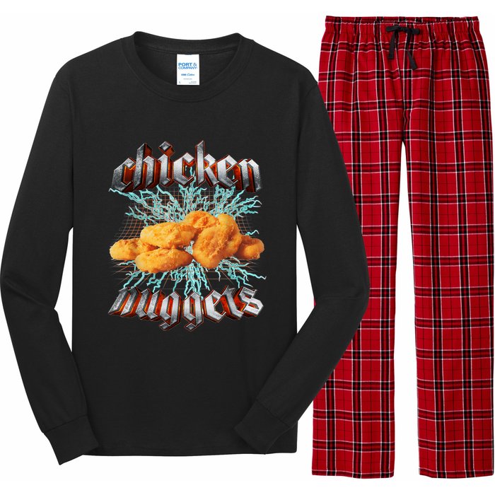 Chicken Nuggets Heavy Metal Hardcore Music Long Sleeve Pajama Set