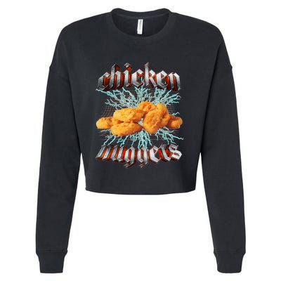 Chicken Nuggets Heavy Metal Hardcore Music Cropped Pullover Crew