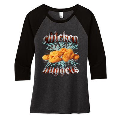 Chicken Nuggets Heavy Metal Hardcore Music Women's Tri-Blend 3/4-Sleeve Raglan Shirt