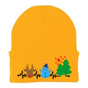 Christmas Nurse Heartbeat Reindeer Snow Ekg Xmas Holiday Gift Knit Cap Winter Beanie