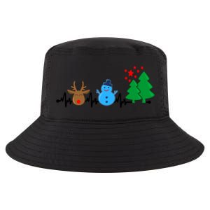 Christmas Nurse Heartbeat Reindeer Snow Ekg Xmas Holiday Gift Cool Comfort Performance Bucket Hat