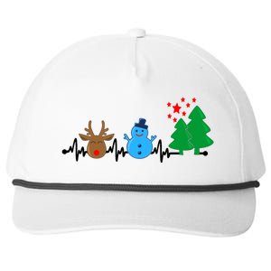 Christmas Nurse Heartbeat Reindeer Snow Ekg Xmas Holiday Gift Snapback Five-Panel Rope Hat