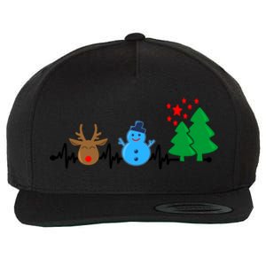 Christmas Nurse Heartbeat Reindeer Snow Ekg Xmas Holiday Gift Wool Snapback Cap