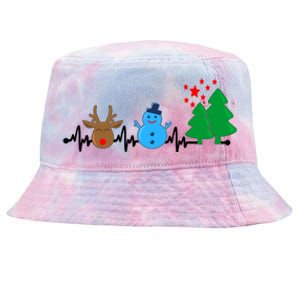 Christmas Nurse Heartbeat Reindeer Snow Ekg Xmas Holiday Gift Tie-Dyed Bucket Hat