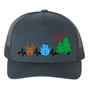 Christmas Nurse Heartbeat Reindeer Snow Ekg Xmas Holiday Gift Yupoong Adult 5-Panel Trucker Hat