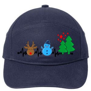 Christmas Nurse Heartbeat Reindeer Snow Ekg Xmas Holiday Gift 7-Panel Snapback Hat