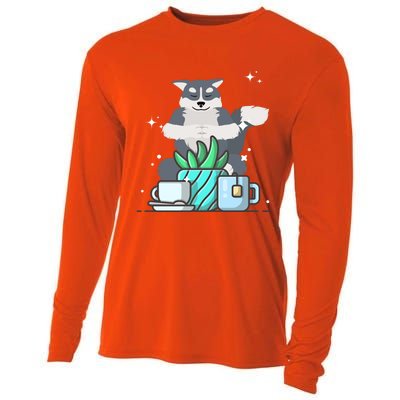 Cute Namaste Husky Dog Do Yoga Gardening Lover Coffee Lover Cute Gift Cooling Performance Long Sleeve Crew